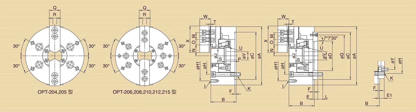 OPT 2 hàm mâm cặp công suất rỗng tốc độ cao