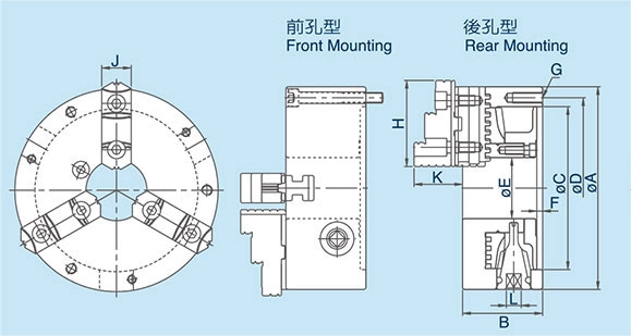 Mâm cặp cuộn loại mạnh 3 hàm JIS