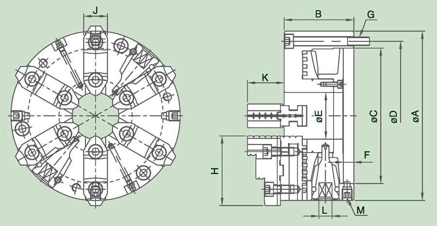 6DAKT Thân mâm cặp bằng thép điều chỉnh mạnh mẽ 6 hàm