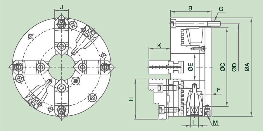 4DAKT Thân thép điều chỉnh mạnh mẽ 4 hàm