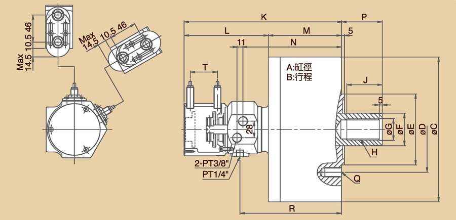 Xi lanh thủy lực quay rắn L-RE (Cảm biến và giá trị kiểm tra tích hợp)